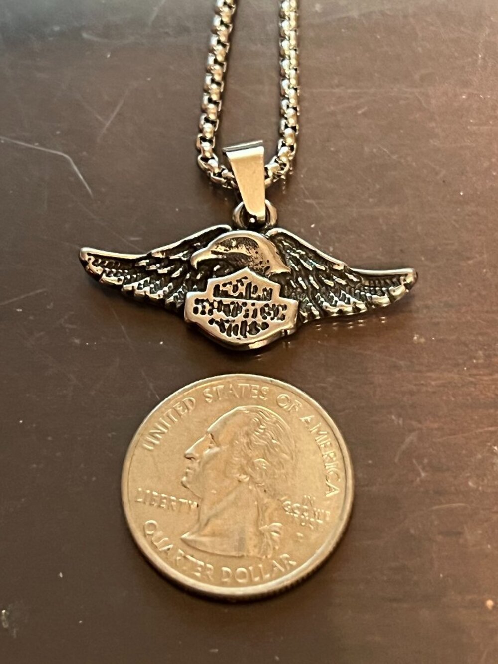 Harley Stainless Steel Eagle Pendant Necklace (420)